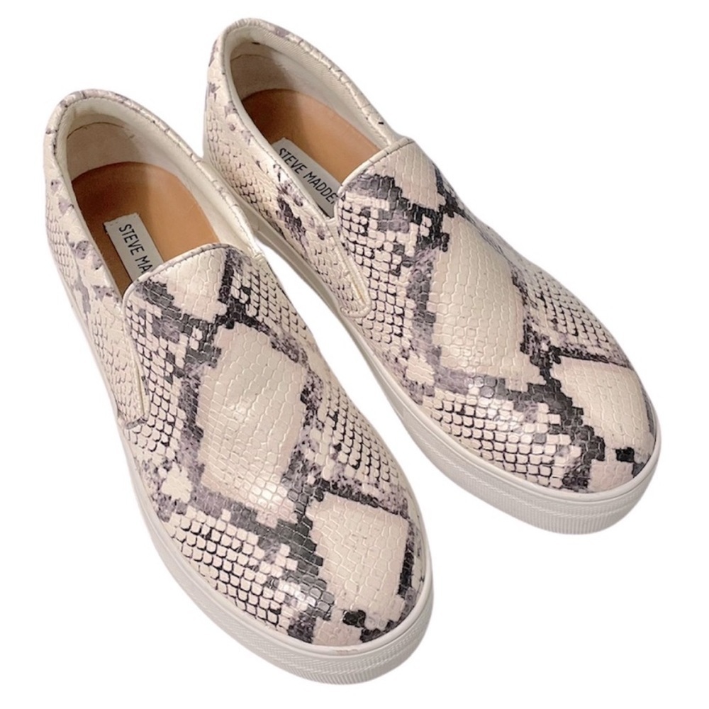Steve Madden Gills platform sneaker snake print  neutral board shoe size 9.5